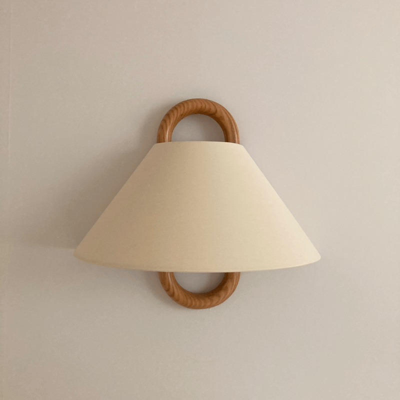 Solid Wood Pleated Semi-Circle Wall Sconce Lamp 1-Light-Lighting > Wall Lights-casanuva-Apricot - Flat-Hardwired-100V-120V-casanuva