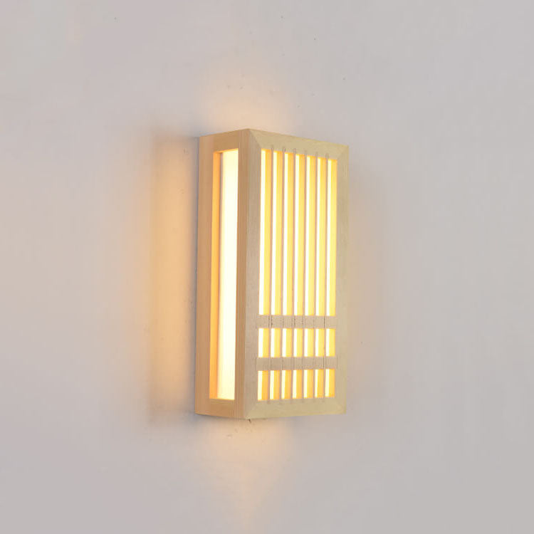 Solid Wood Rectangular Japanese Wall Sconce Lamp 1-Light-Lighting > Wall Lights-casanuva-casanuva