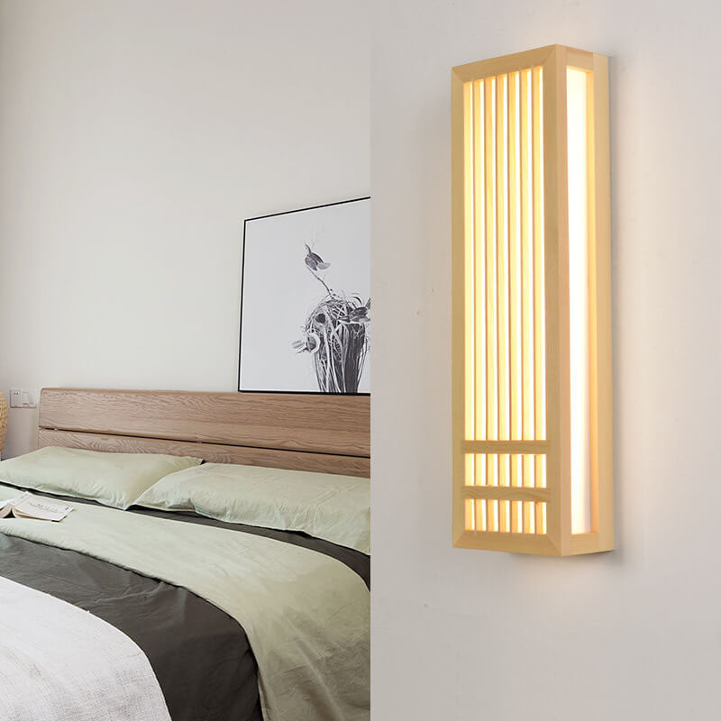 Solid Wood Rectangular Japanese Wall Sconce Lamp 1-Light-Lighting > Wall Lights-casanuva-casanuva