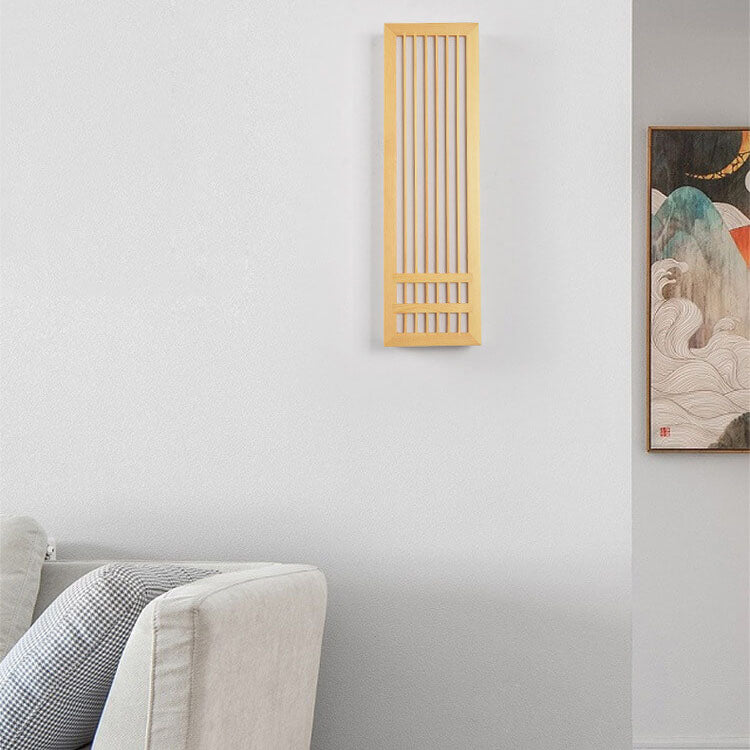 Solid Wood Rectangular Japanese Wall Sconce Lamp 1-Light-Lighting > Wall Lights-casanuva-casanuva
