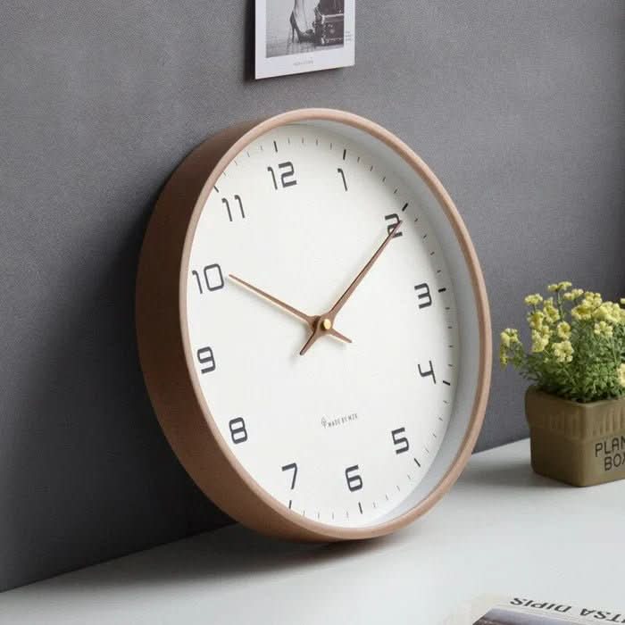 Solid Wood Wall Clock Brown Cream-Home Decor > Clocks-casanuva-casanuva