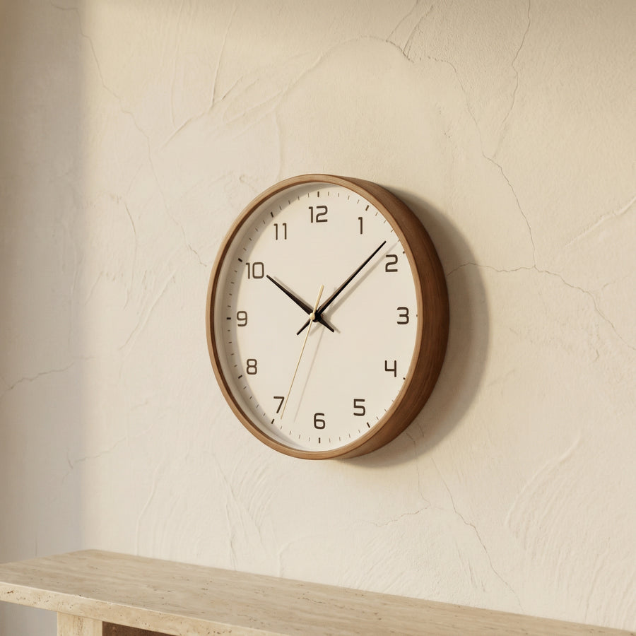 Solid Wood Wall Clock Brown Cream-Home Decor > Clocks-casanuva-casanuva