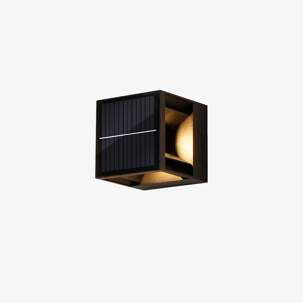 Square Black Solar Outdoor Wall Light-Lighting > Outdoor Lighting-casanuva-casanuva