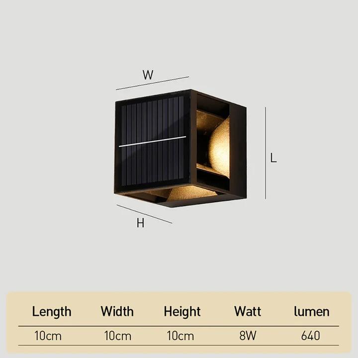 Square Black Solar Outdoor Wall Light-Lighting > Outdoor Lighting-casanuva-casanuva