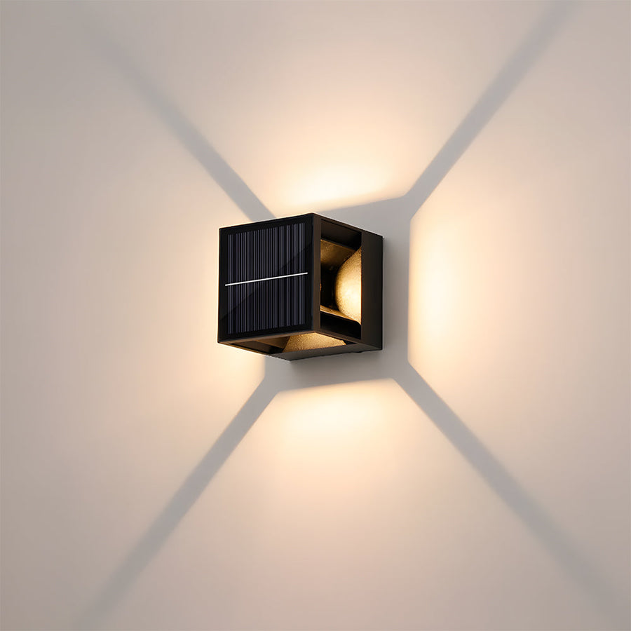 Square Black Solar Outdoor Wall Light-Lighting > Outdoor Lighting-casanuva-casanuva