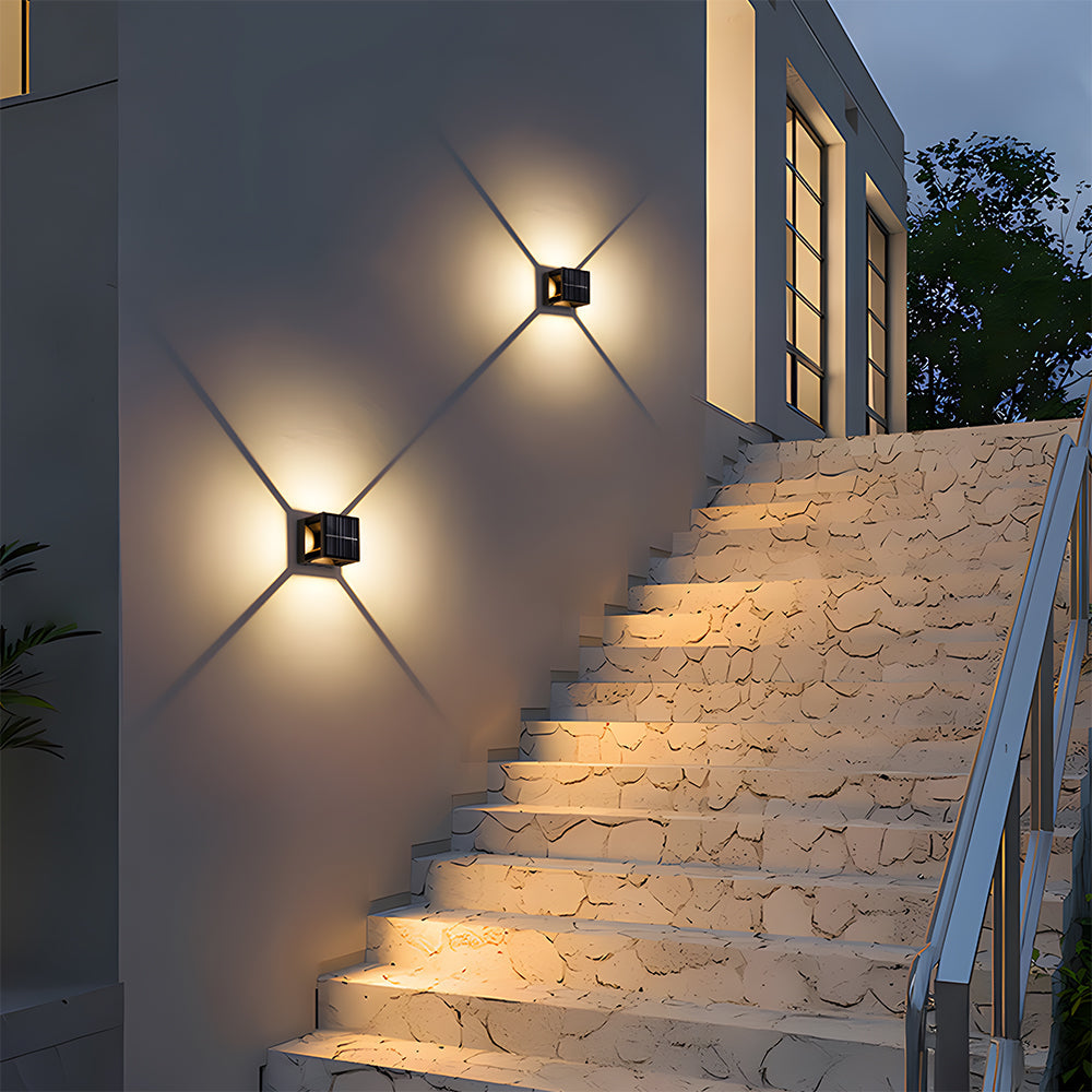 Square Black Solar Outdoor Wall Light-Lighting > Outdoor Lighting-casanuva-casanuva