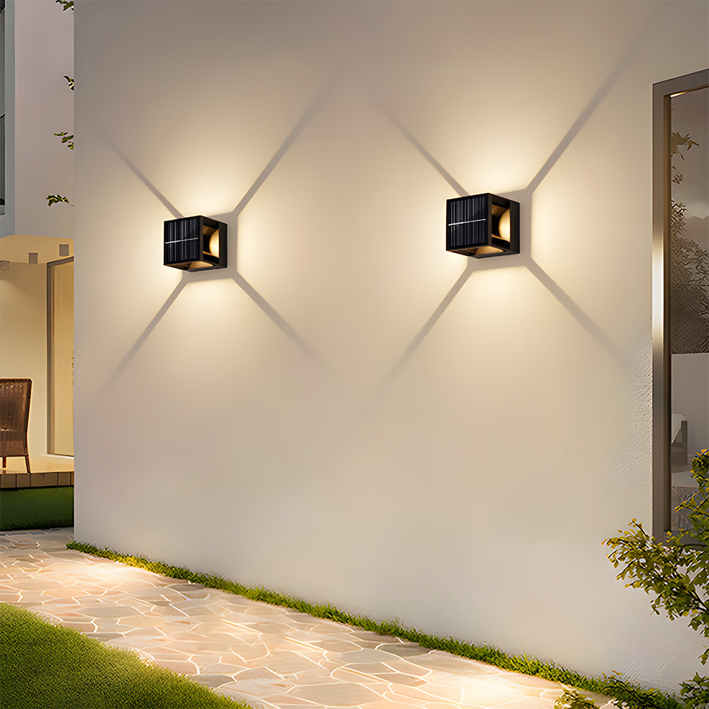 Square Black Solar Outdoor Wall Light-Lighting > Outdoor Lighting-casanuva-casanuva