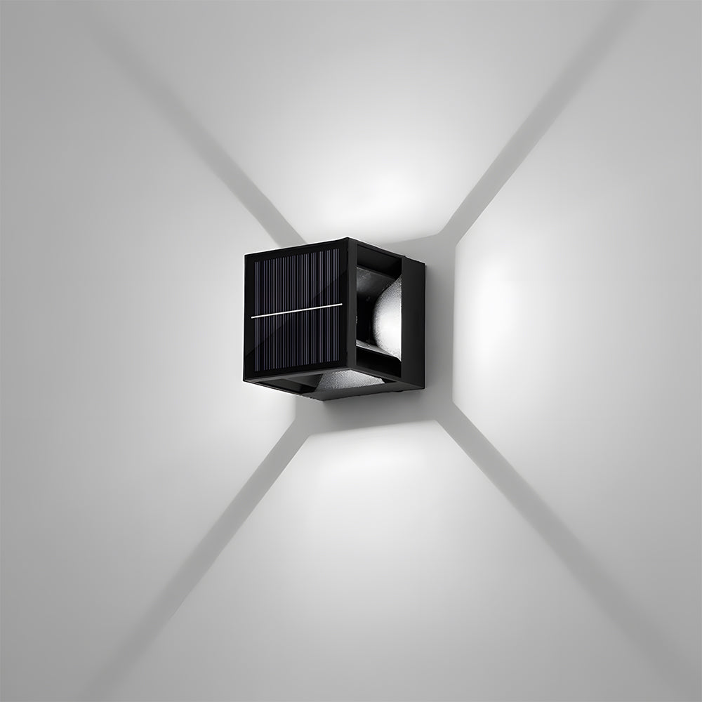 Square Black Solar Outdoor Wall Light-Lighting > Outdoor Lighting-casanuva-casanuva