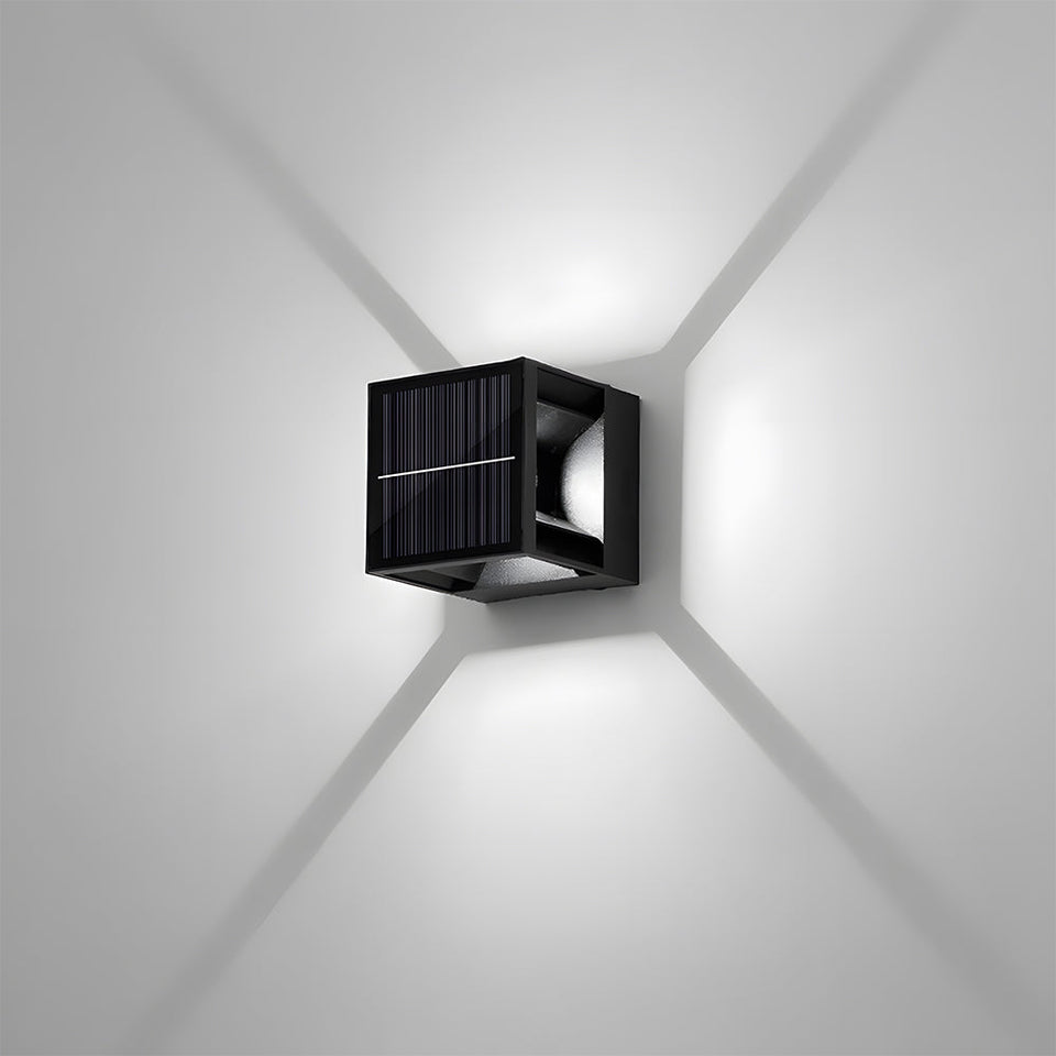Square Black Solar Outdoor Wall Light-Lighting > Outdoor Lighting-casanuva-casanuva