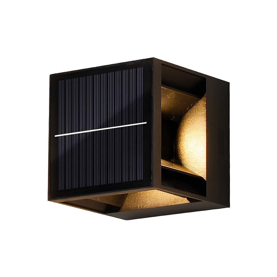 Square Black Solar Outdoor Wall Light-Lighting > Outdoor Lighting-casanuva-casanuva