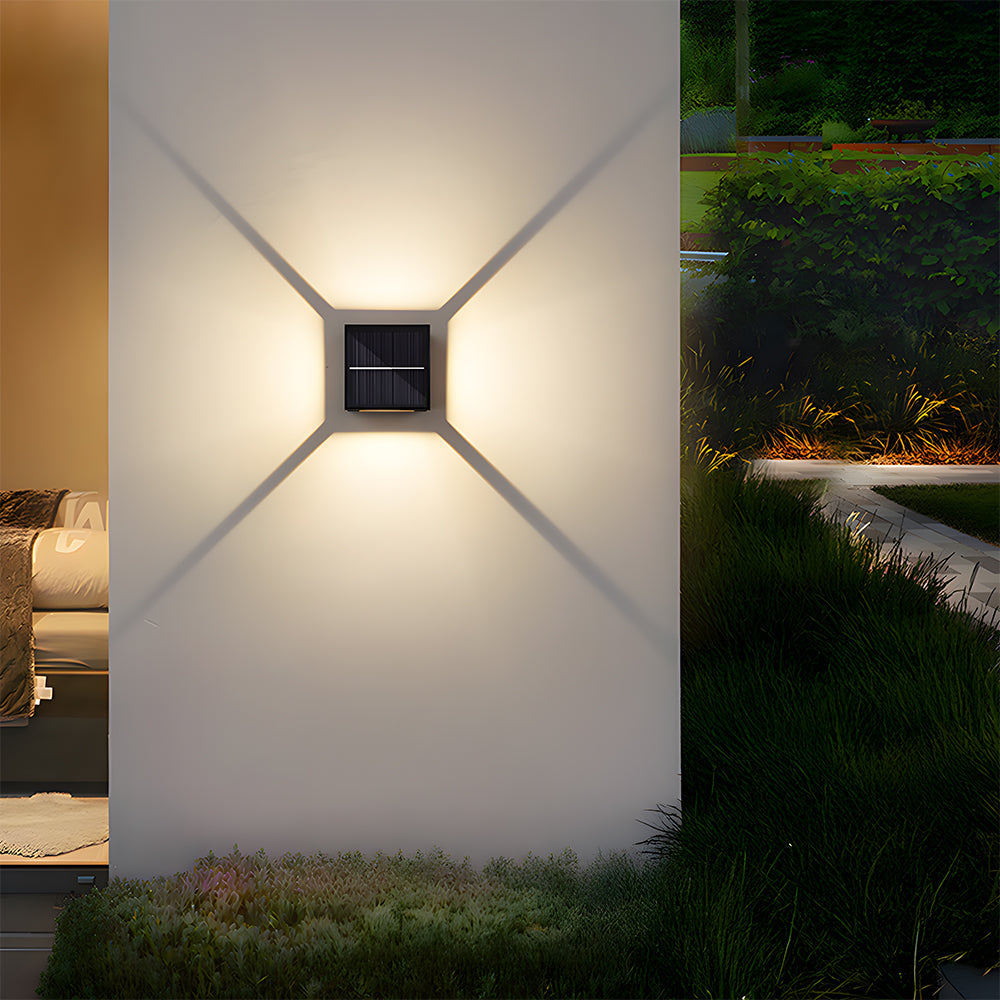Square Black Solar Outdoor Wall Light-Lighting > Outdoor Lighting-casanuva-Black-White Light-casanuva