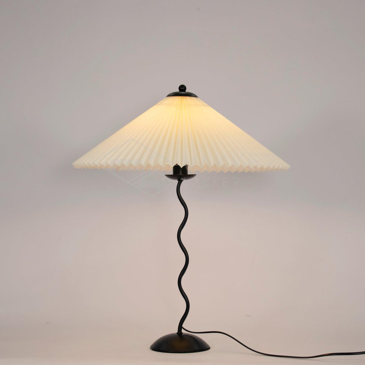 Squiggle Table Lamp with Unique Curved Design-Lighting > Table Lamps-casanuva-43cmx60cm-Black & Beige-US Plug-casanuva