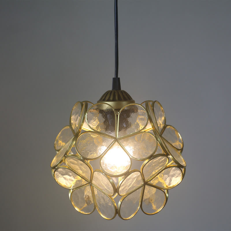 Stained Glass Pendant Light 1-Light Floral Design-Lighting > Pendant Lights-casanuva-100V-120V-Clear-casanuva
