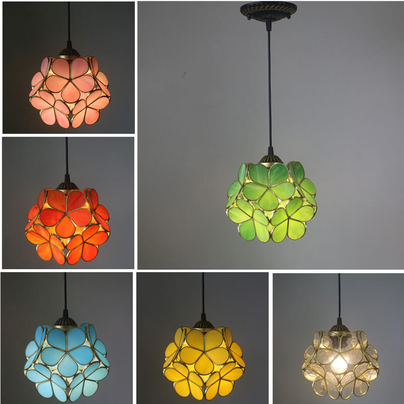 Stained Glass Pendant Light 1-Light Floral Design-Lighting > Pendant Lights-casanuva-casanuva