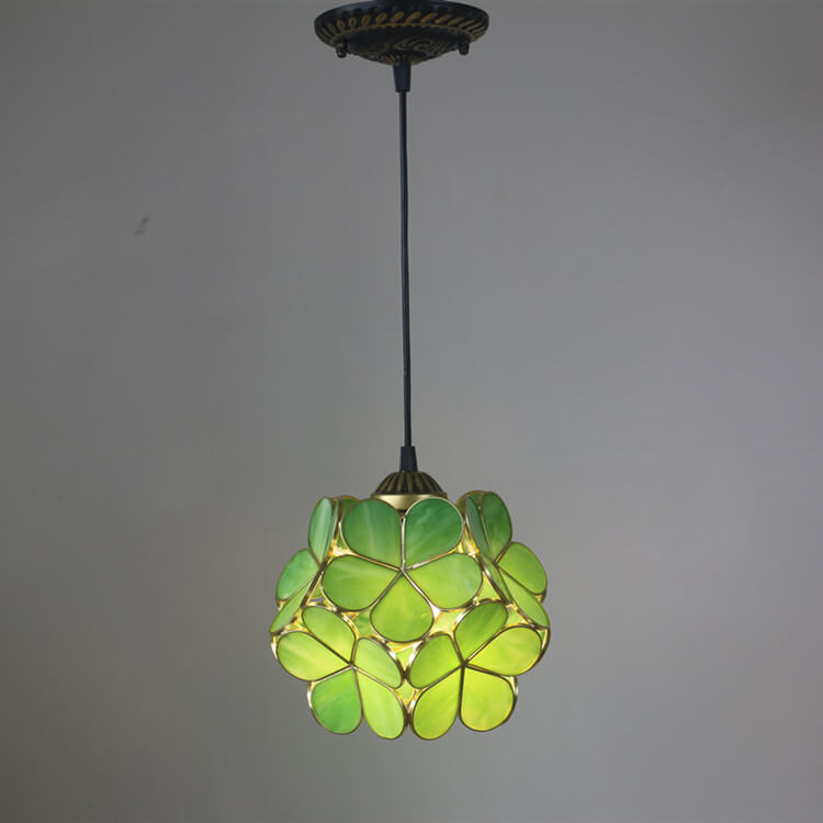 Stained Glass Pendant Light 1-Light Floral Design-Lighting > Pendant Lights-casanuva-220V-240V-Green-casanuva