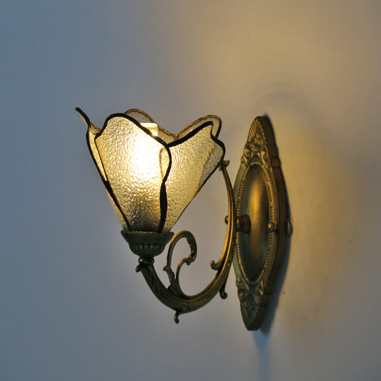 Stained Glass Wall Sconce Lamp Tiffany Petals 1-Light Design-Lighting > Wall Lights-casanuva-100V-120V-Clear-casanuva
