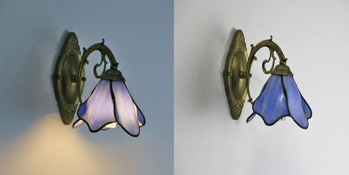 Stained Glass Wall Sconce Lamp Tiffany Petals 1-Light Design-Lighting > Wall Lights-casanuva-casanuva