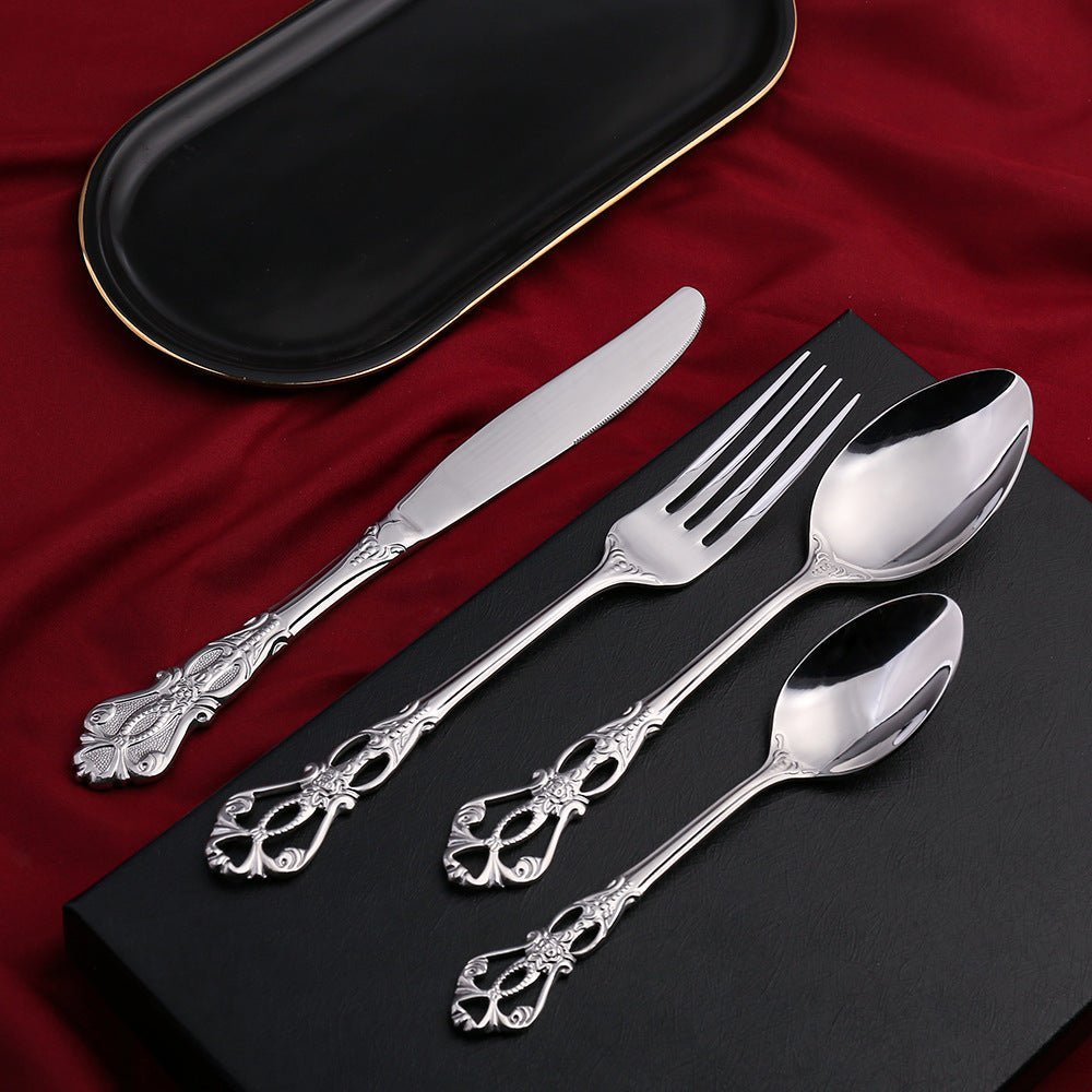 Stainless Steel Cutlery Set Polished Forks Knives and Spoons-Kitchen & Dining > Cutlery-casanuva-Silver-Set of 24 pieces-casanuva
