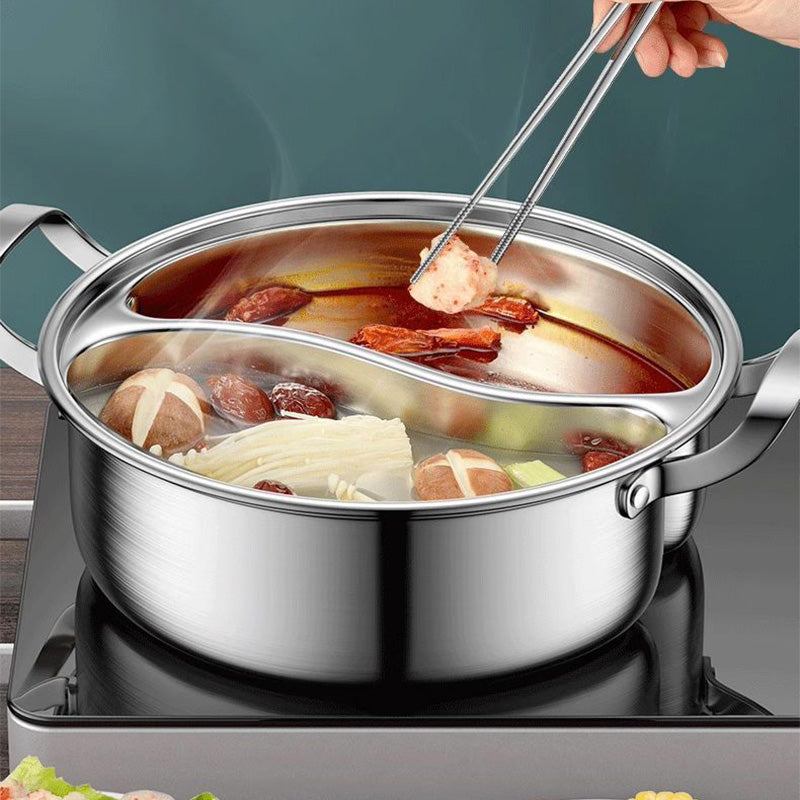 Stainless Steel Hot Pot for Two Flavors 32 cm Induction and Gas Compatible-Kitchen & Dining > Cookware-casanuva-casanuva