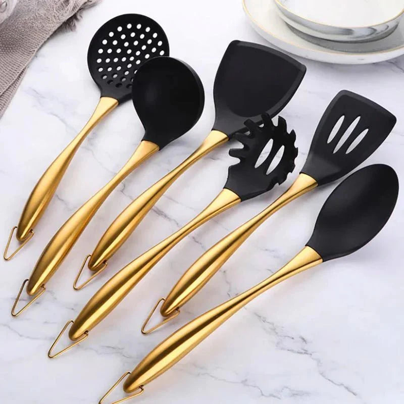 Stainless Steel Non-Stick Utensil Set-Kitchen & Dining > Cooking Utensils-casanuva-Gold-6-Piece Set-casanuva