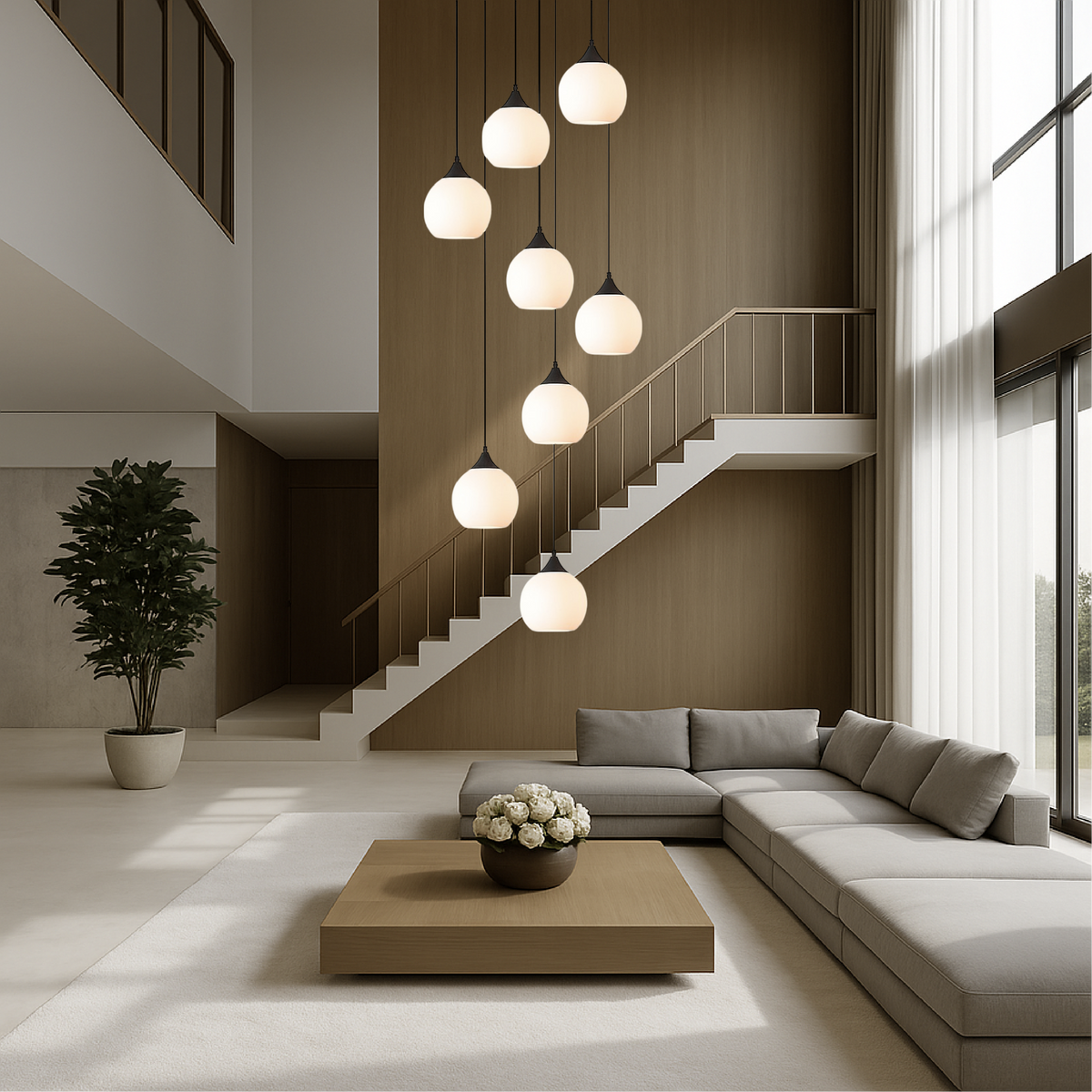 Stair Chandelier with Crystal Accents-Lighting > Chandeliers & Pendant Lights-casanuva-casanuva