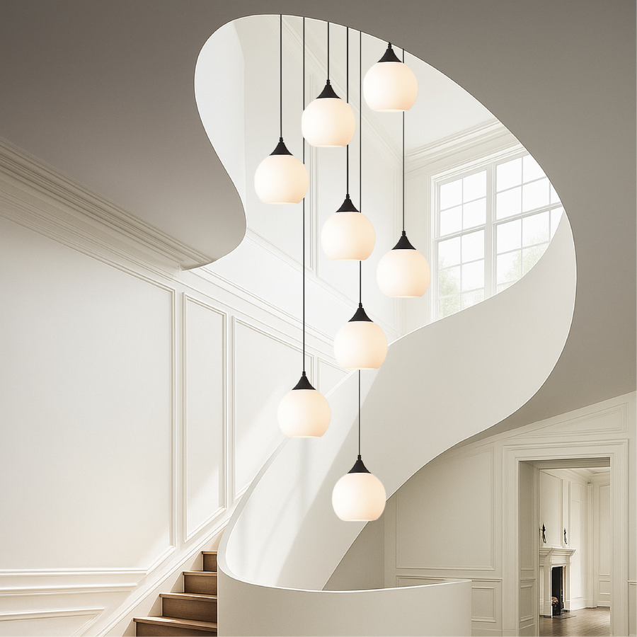 Stair Chandelier with Crystal Accents-Lighting > Chandeliers & Pendant Lights-casanuva-casanuva
