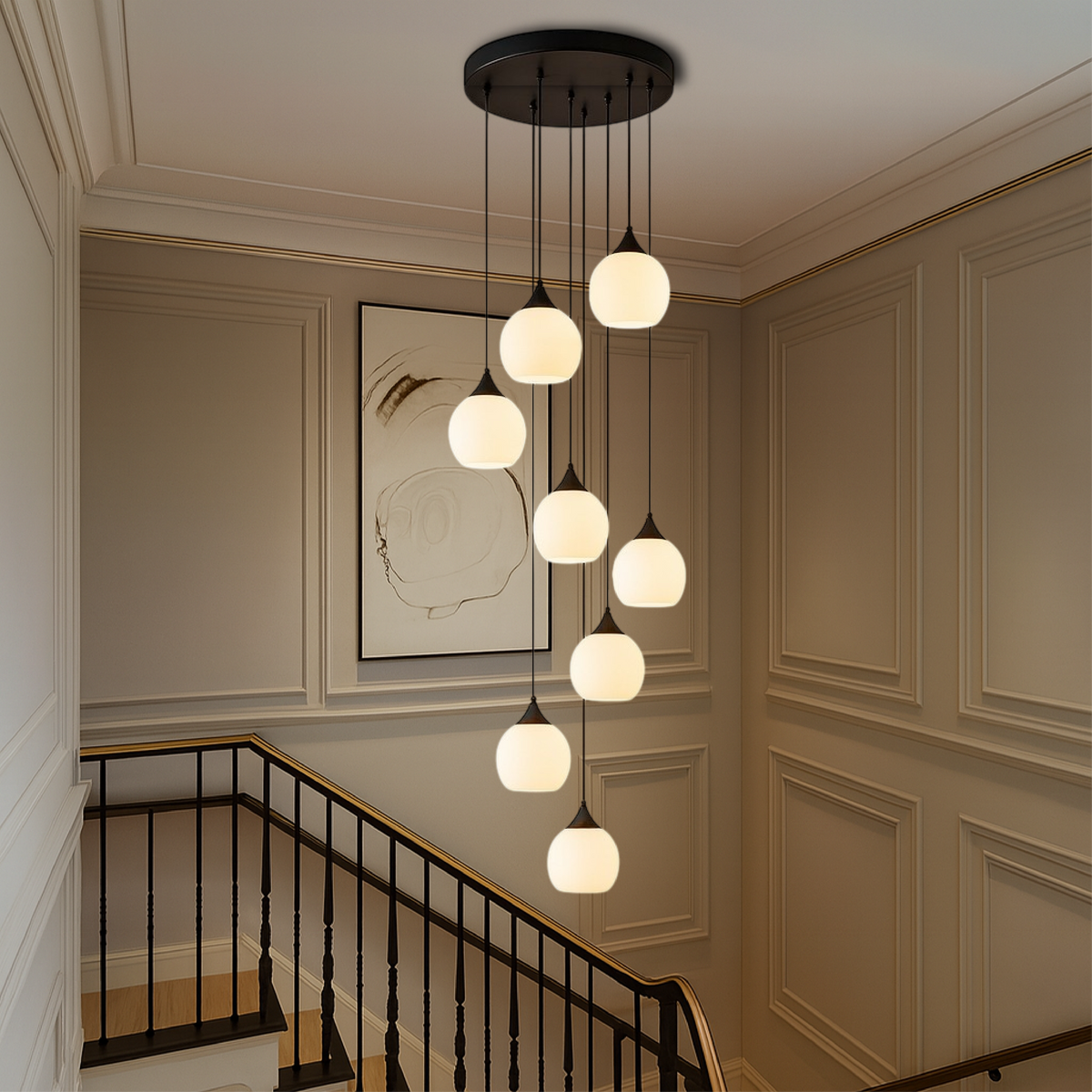 Stair Chandelier with Crystal Accents-Lighting > Chandeliers & Pendant Lights-casanuva-casanuva