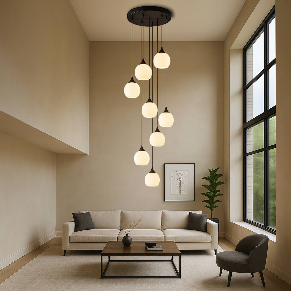 Stair Chandelier with Crystal Accents-Lighting > Chandeliers & Pendant Lights-casanuva-casanuva