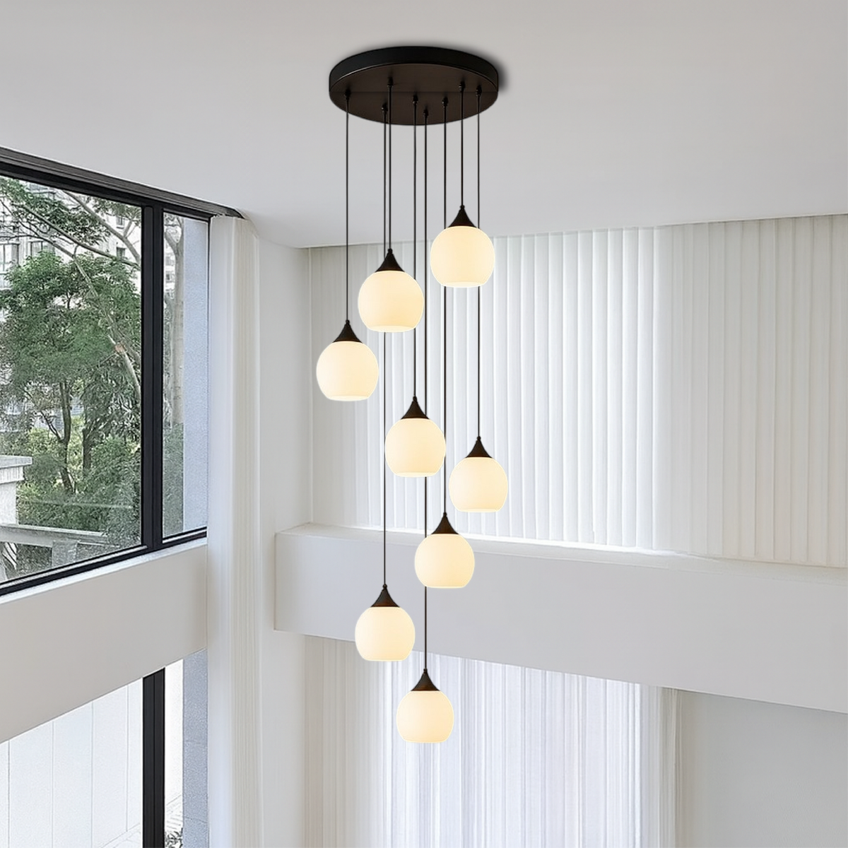 Stair Chandelier with Crystal Accents-Lighting > Chandeliers & Pendant Lights-casanuva-casanuva