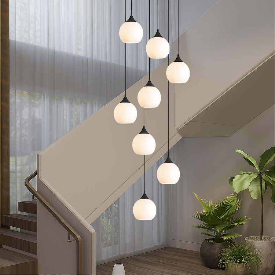 Stair Chandelier with Crystal Accents-Lighting > Chandeliers & Pendant Lights-casanuva-casanuva