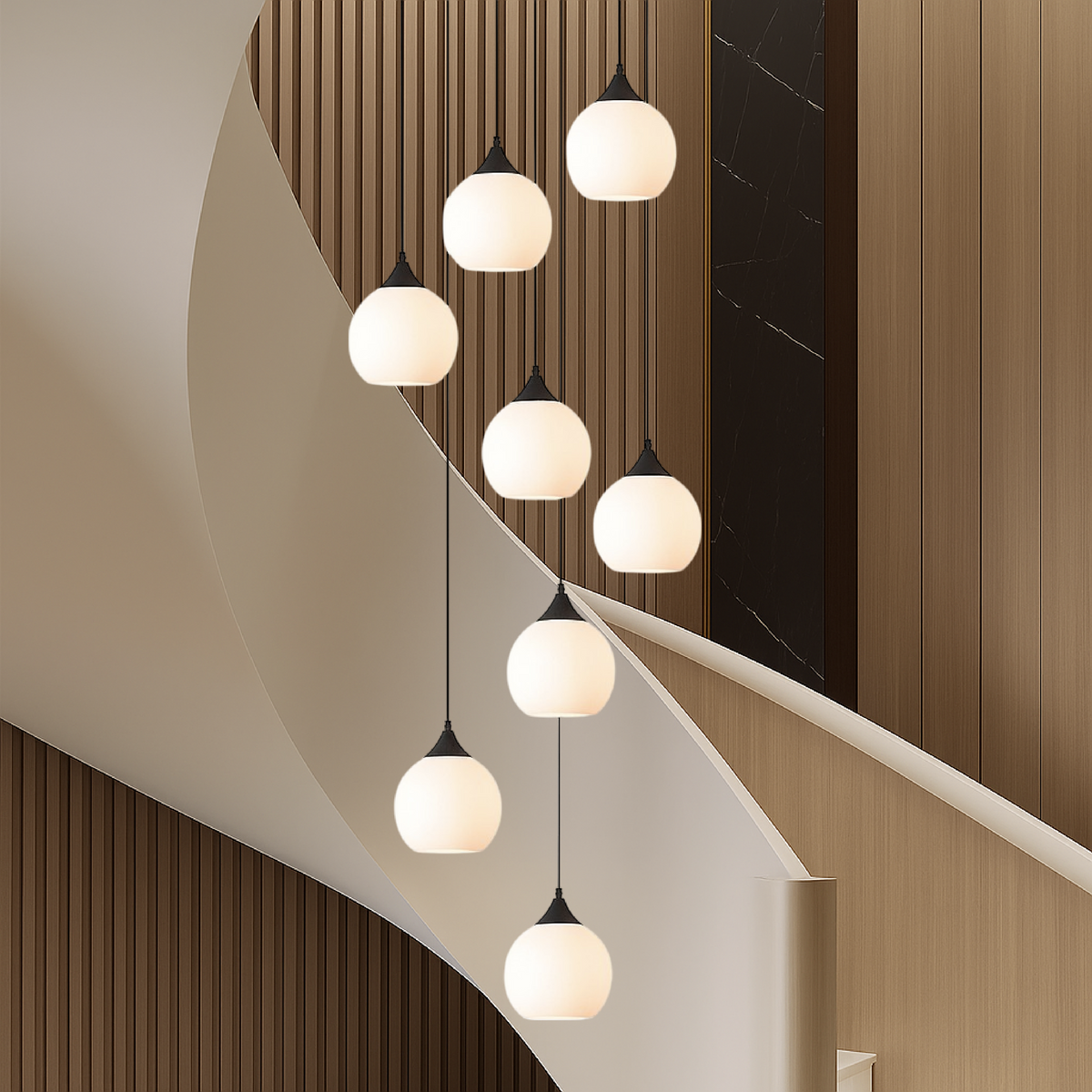 Stair Chandelier with Crystal Accents-Lighting > Chandeliers & Pendant Lights-casanuva-casanuva