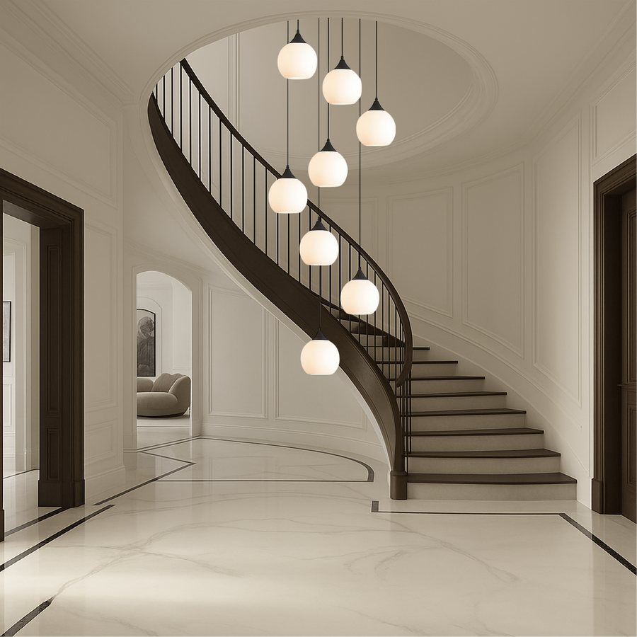 Stair Chandelier with Crystal Accents-Lighting > Chandeliers & Pendant Lights-casanuva-casanuva