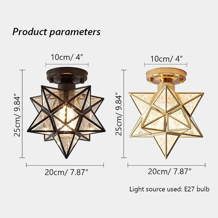 Star Shape Semi Flush Mount Ceiling Light Fixture-Lighting > Ceiling Lights-casanuva-casanuva