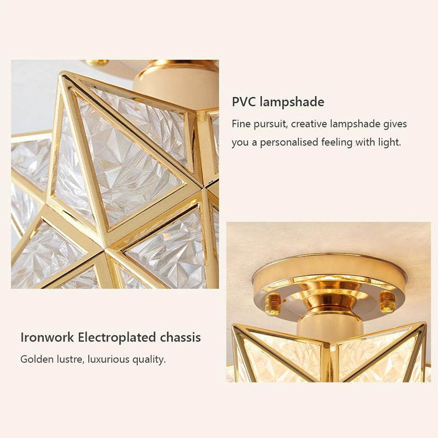 Star Shape Semi Flush Mount Ceiling Light Fixture-Lighting > Ceiling Lights-casanuva-casanuva