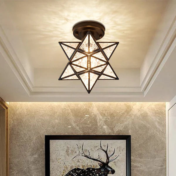Star Shape Semi Flush Mount Ceiling Light Fixture-Lighting > Ceiling Lights-casanuva-Black-Not Transparent-casanuva