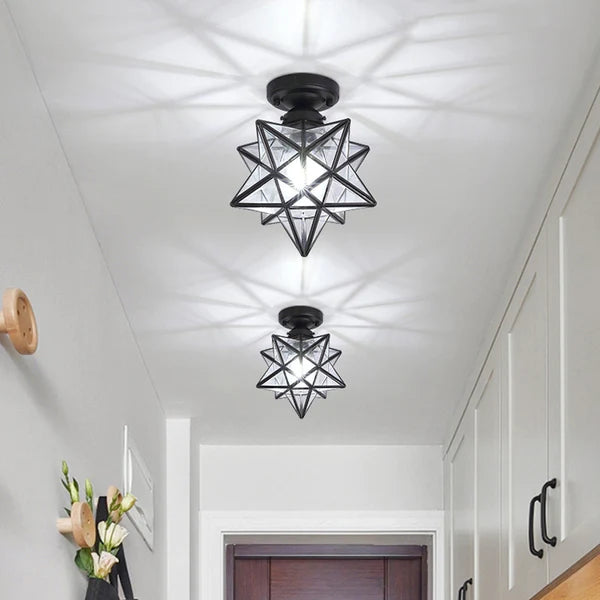 Star Shape Semi Flush Mount Ceiling Light Fixture-Lighting > Ceiling Lights-casanuva-Black-Transparent-casanuva