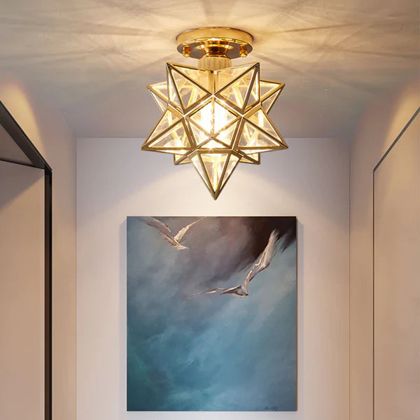 Star Shape Semi Flush Mount Ceiling Light Fixture-Lighting > Ceiling Lights-casanuva-Gold-Transparent-casanuva