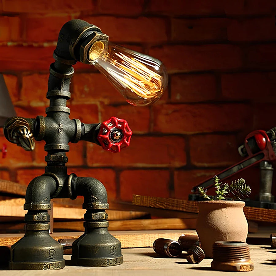 Steampunk Table Lamp with Vintage Design and Edison Bulb-Lighting > Table Lamps-casanuva-casanuva
