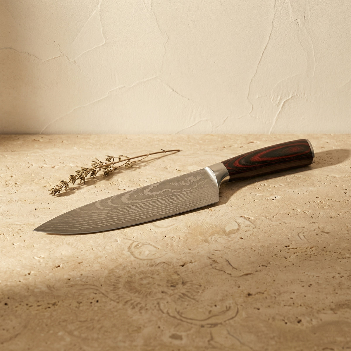 Steel Chef Knife 20 cm Professional Kitchen Knife with Resin Wood Handle-Kitchen & Dining > Knives-casanuva-casanuva