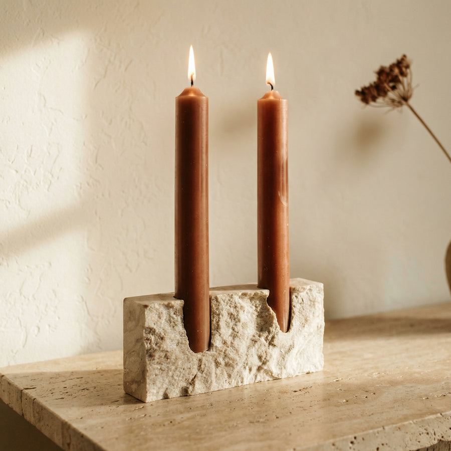 Stone Candle Stand Timeless Glow-Home Decor > Candle Holders-casanuva-casanuva