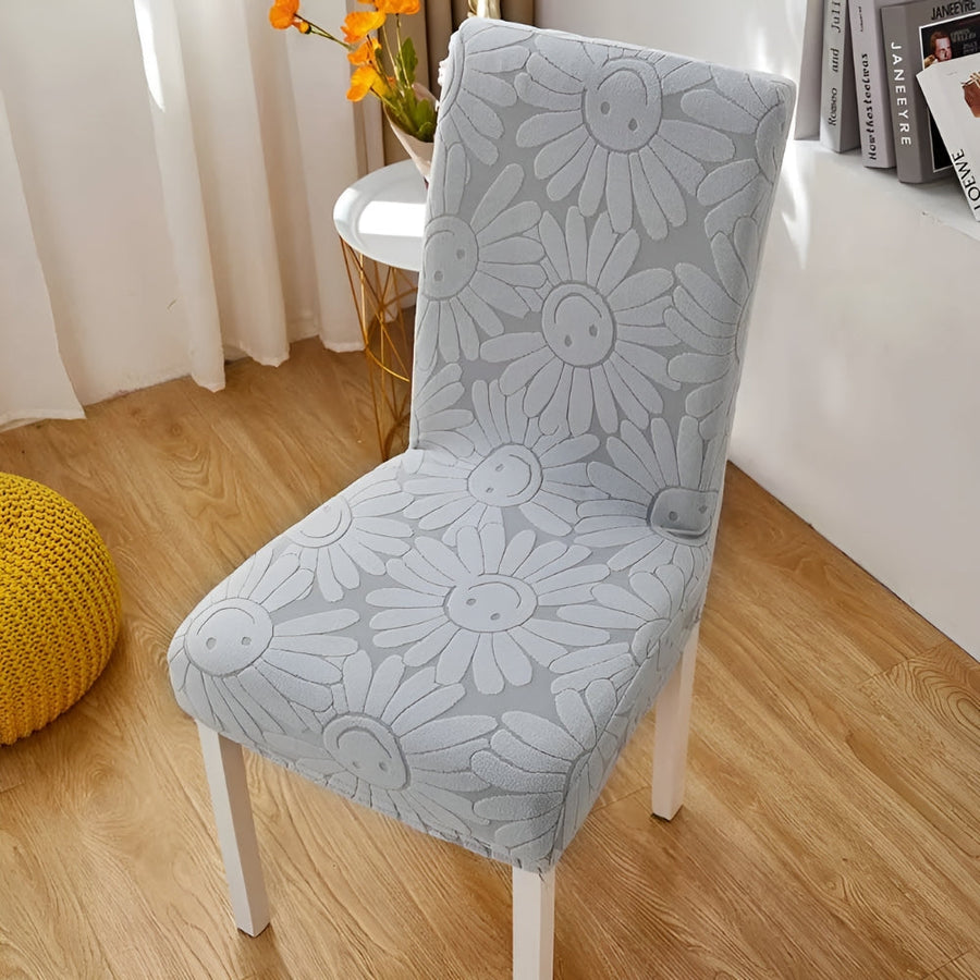 Stretch Flower Chair Cover-Covers & Textiles > Chair Covers-casanuva-Frost Gray-casanuva