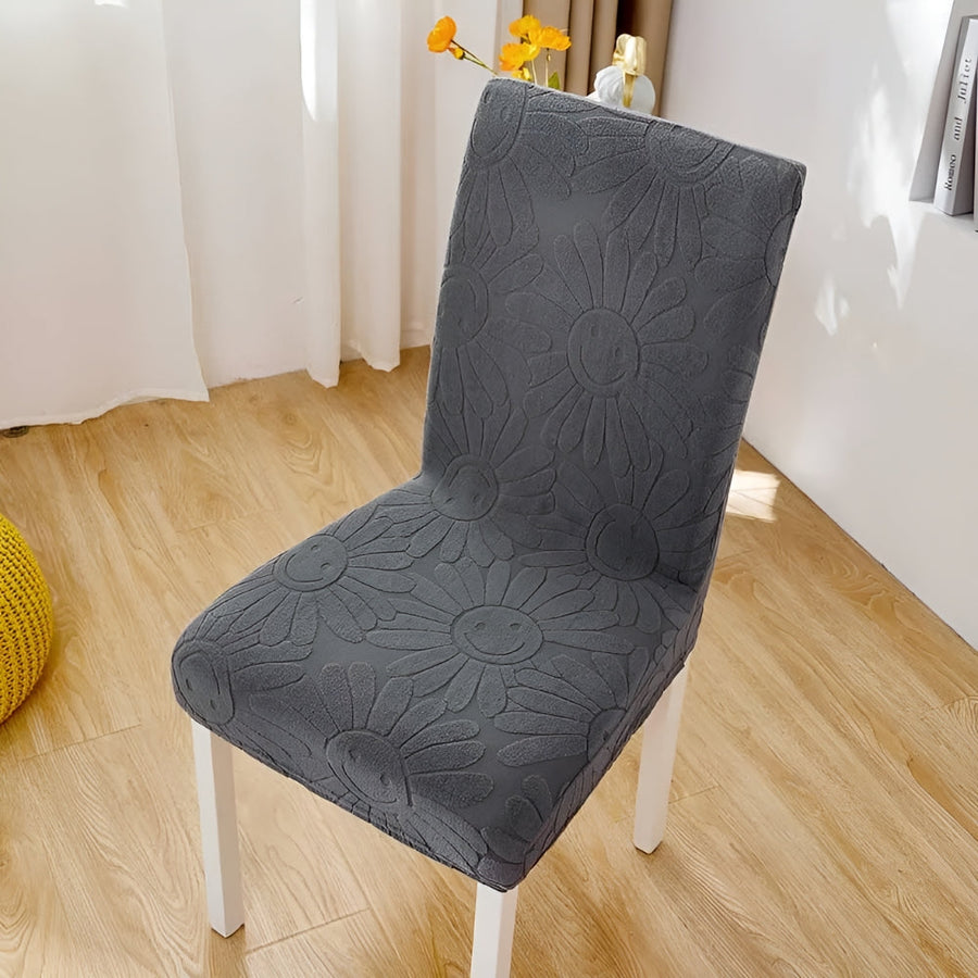 Stretch Flower Chair Cover-Covers & Textiles > Chair Covers-casanuva-Graphite Bloom-casanuva