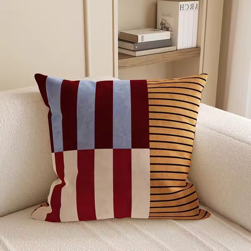 Striped Cushion Cover-Covers & Textiles > Cushion Covers-casanuva-Crimson Dusk-casanuva