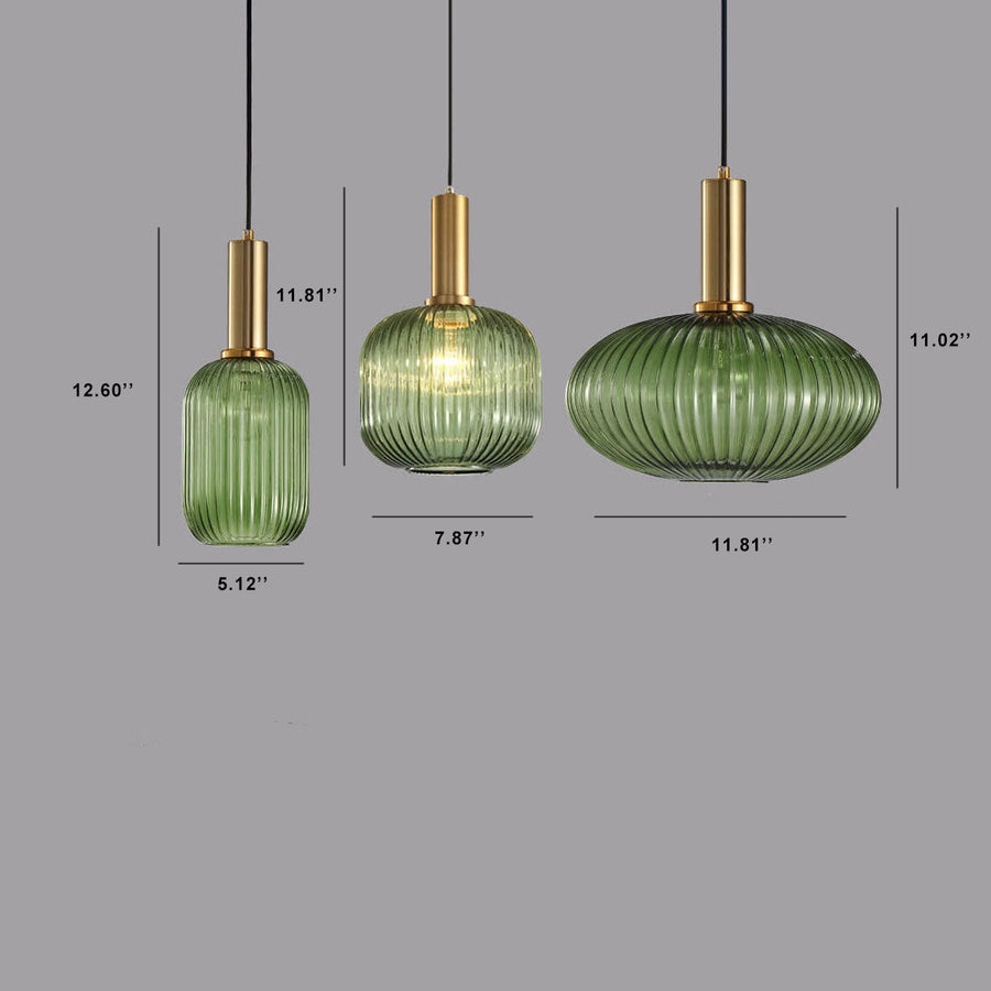 Striped Glass Pendant Light 1-Light Minimalist Lantern-Lighting > Pendant Lights-casanuva-casanuva