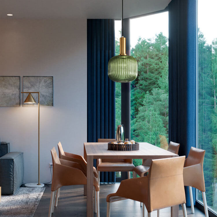 Striped Glass Pendant Light 1-Light Minimalist Lantern-Lighting > Pendant Lights-casanuva-casanuva