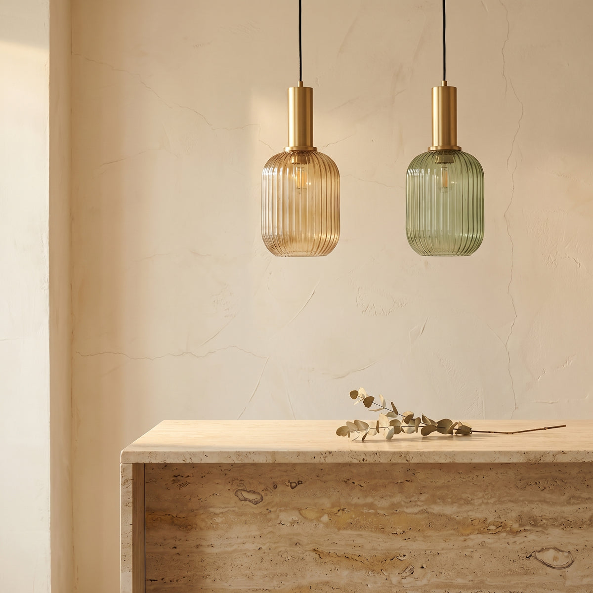 Striped Glass Pendant Light 1-Light Minimalist Lantern-Lighting > Pendant Lights-casanuva-casanuva