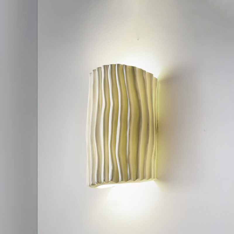 Striped Resin Half Cylinder Wall Sconce Lamp 2-Light-Lighting > Wall Lights-casanuva-Creamy Yellow-100V-120V-casanuva