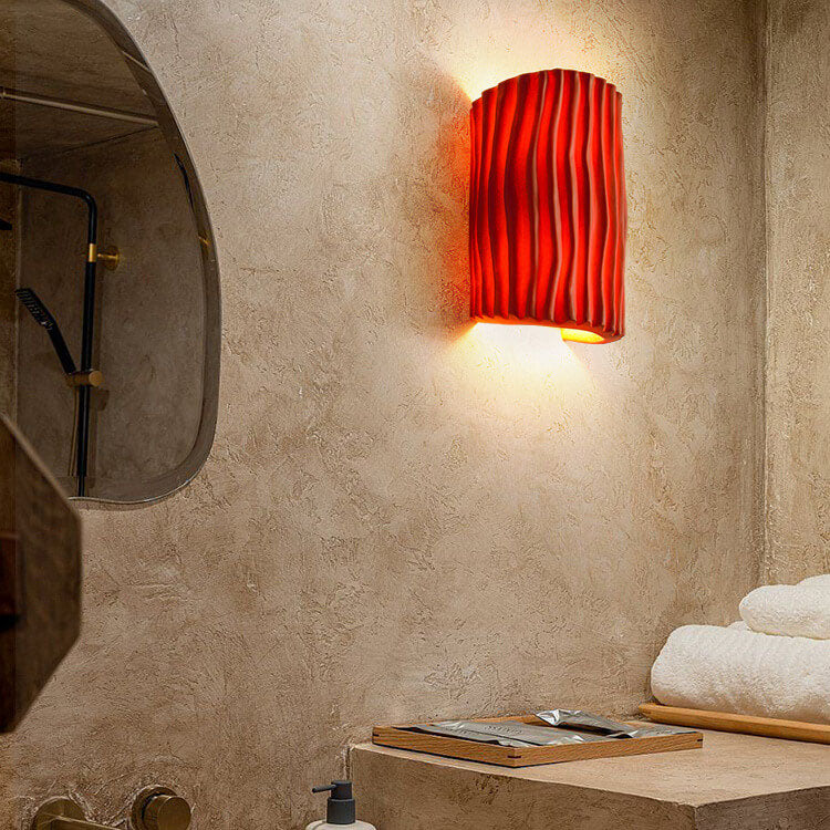 Striped Resin Half Cylinder Wall Sconce Lamp 2-Light-Lighting > Wall Lights-casanuva-Orange-100V-120V-casanuva