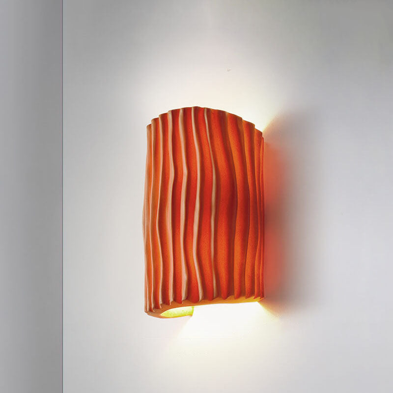 Striped Resin Half Cylinder Wall Sconce Lamp 2-Light-Lighting > Wall Lights-casanuva-Orange-220V-240V-casanuva
