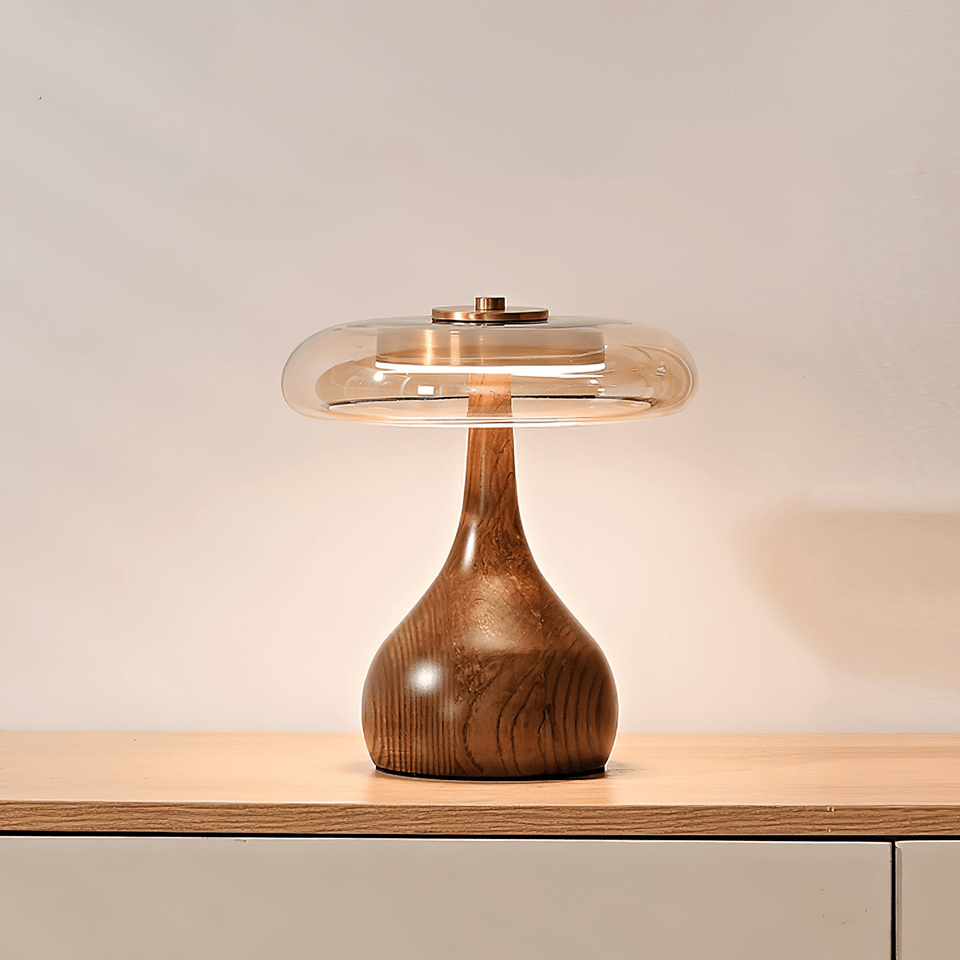 Table Lamp with Fabric Shade-Lighting > Table Lamps-casanuva-8.7" x H 9.8"-Walnut color & Amber-US Plug-casanuva